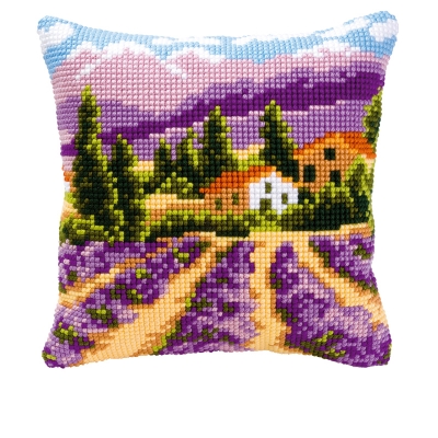 click here to view larger image of Lavender Field Cushion (needlepoint)