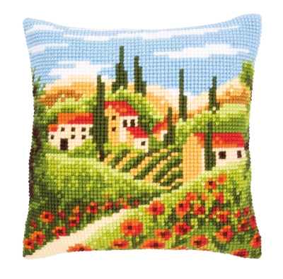 click here to view larger image of Tuscan Landscape Cushion (needlepoint)