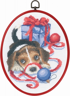 click here to view larger image of Puppy With Ribbon (counted cross stitch kit)