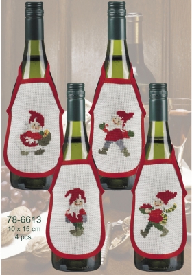 click here to view larger image of Elves Bottle Aprons (counted cross stitch kit)