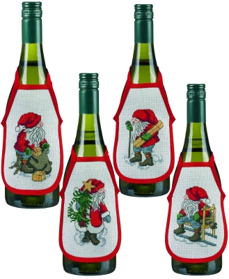 click here to view larger image of Santas Bottle Aprons (counted cross stitch kit)