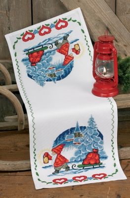 click here to view larger image of Elf With Sleigh Table Runner (counted cross stitch kit)