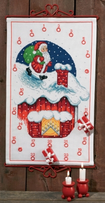 click here to view larger image of Elf On Roof Advent Calendar (counted cross stitch kit)