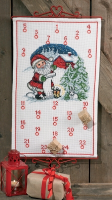 click here to view larger image of Elf and Rabbit Advent Calendar (counted cross stitch kit)