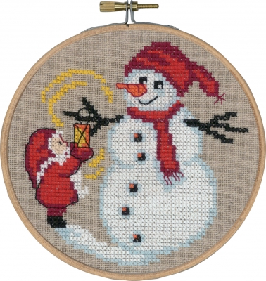 click here to view larger image of Snowman and Elf With Hoop (counted cross stitch kit)