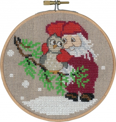 click here to view larger image of Elf and Owl With Hoop (counted cross stitch kit)