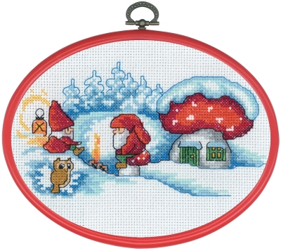 click here to view larger image of Elfs With Fire with Hoop (counted cross stitch kit)