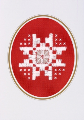 click here to view larger image of Hardanger Christmas Card - White on Red (Hardanger and Cut Work)