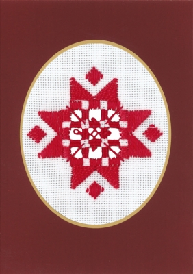 click here to view larger image of Hardanger Christmas Card - Red on White (Hardanger and Cut Work)