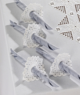 click here to view larger image of Hardanger Napkin Holder (Set of 4) (Hardanger and Cut Work)