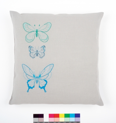 click here to view larger image of Blue Butterflies Embroidery Cushion (stamped cross stitch kit)