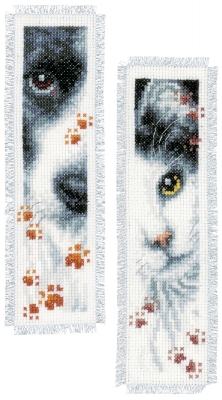 click here to view larger image of Dog and Cat Bookmark (Set of 2) (counted cross stitch kit)