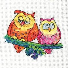 click here to view larger image of Pair of Owls, A - Simply Heritage Cards (set of 3) (counted cross stitch kit)