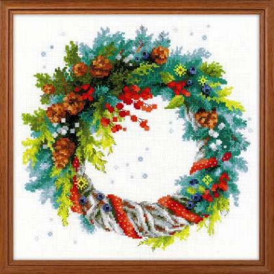 click here to view larger image of Wreath with Blue Spruce (counted cross stitch kit)