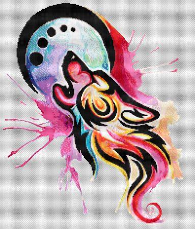 click here to view larger image of Tribal Watercolour Wolf (chart)