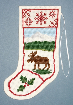 click here to view larger image of Moose Stocking Ornament (counted cross stitch kit)