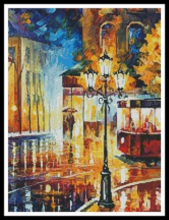 click here to view larger image of Night Trolley (Cropped)  (Leonid Afremov) (chart)