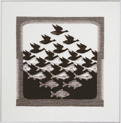 click here to view larger image of Bird/Fish Grey (counted cross stitch kit)