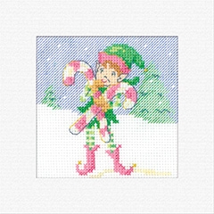 click here to view larger image of Elf With Candy - Christmas Cards (counted cross stitch kit)