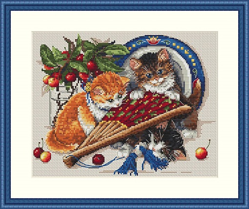 click here to view larger image of Kittens and Cherries (counted cross stitch kit)