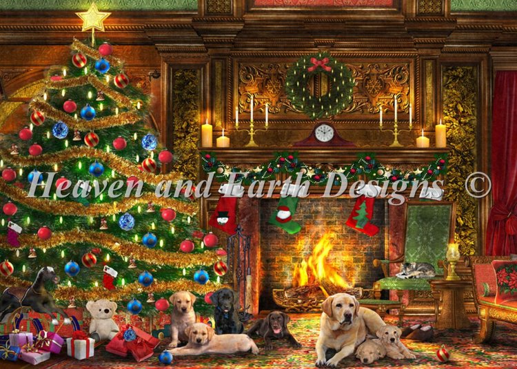 click here to view larger image of Festive Labradors (chart)