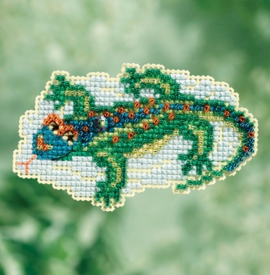click here to view larger image of Lizard - Spring Bouquet Seasonal Ornament (counted cross stitch kit)