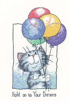 click here to view larger image of Hold On To Your Dreams - Cats Rule (Aida Kit) (counted cross stitch kit)
