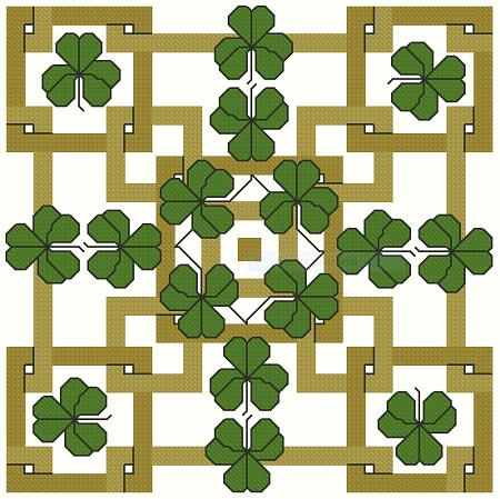 click here to view larger image of Holiday Squares Shamrocks On Gold (chart)