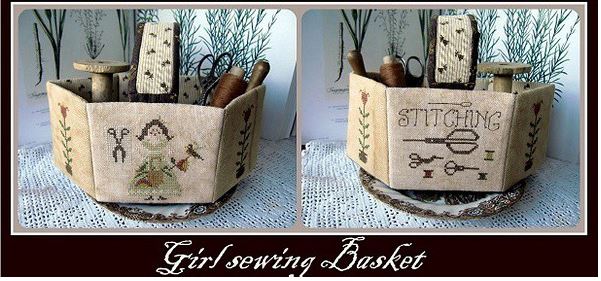 click here to view larger image of Girl Sewing Basket (chart)