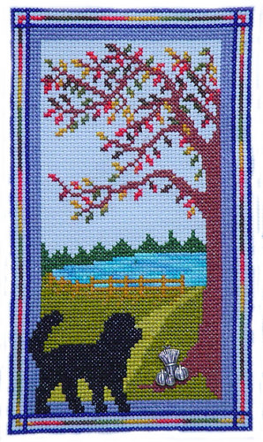 click here to view larger image of Puppy At The Door - Fall (chart with charms/buttons)