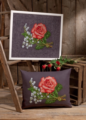 click here to view larger image of Roses and Lilies - Aida (top) (counted cross stitch kit)