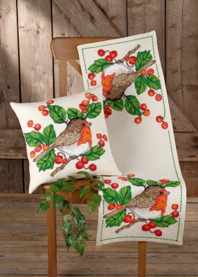 click here to view larger image of Robins Pillow (Left) (counted cross stitch kit)