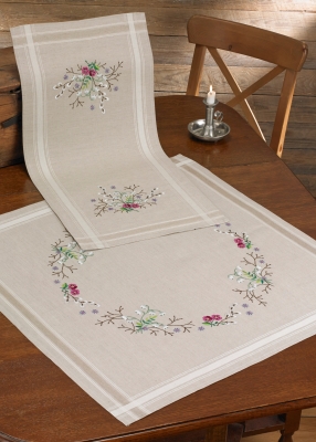 click here to view larger image of Snowdrop Table Runner (stamped cross stitch kit)