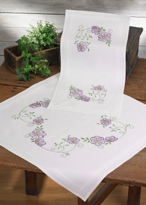 click here to view larger image of Clematis Table Runner (top) (stamped cross stitch kit)