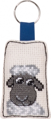 click here to view larger image of Smiling Sheep Keyring (counted cross stitch kit)