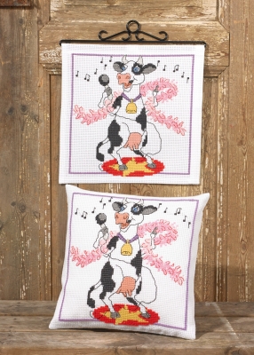 click here to view larger image of Singing Cow Pillow (bottom) (counted cross stitch kit)