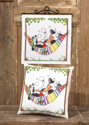 click here to view larger image of Cow In Hammock Bellpull (top) (counted cross stitch kit)