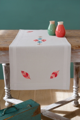 click here to view larger image of Feathers Table Runner (stamped cross stitch kit)