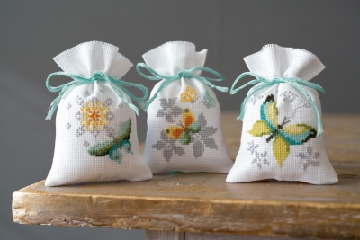 click here to view larger image of Butterfly Bags (Set of 3) (counted cross stitch kit)