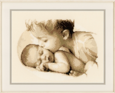 click here to view larger image of Baby and Sister (counted cross stitch kit)