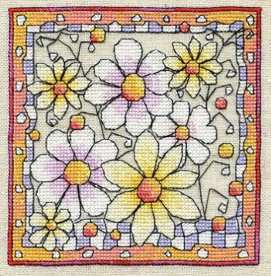 click here to view larger image of Flowers with Check Border (chart)