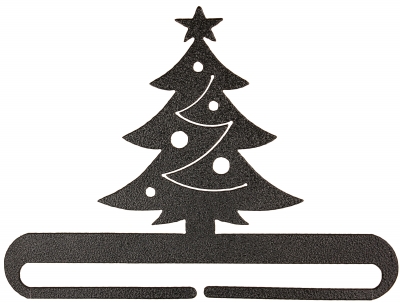 click here to view larger image of Christmas Tree Split Bottom Bellpull - Charcoal - 6in (accessory)