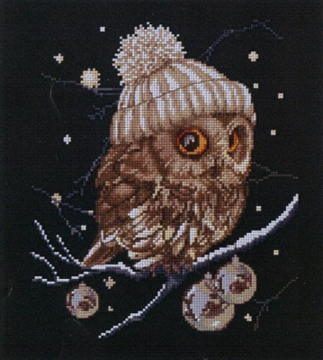 click here to view larger image of Whoo Whoo Its Winter - On Black (counted cross stitch kit)