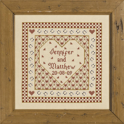 click here to view larger image of Heart Wedding Sampler - Kit 32ct Linen (counted cross stitch kit)