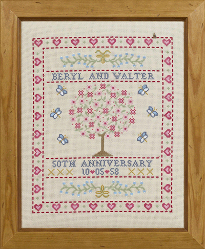 click here to view larger image of Folk Anniversary Sampler - Kit (counted cross stitch kit)