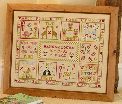 click here to view larger image of Flower And Bee 123 Birth Sampler (Chart) (chart)