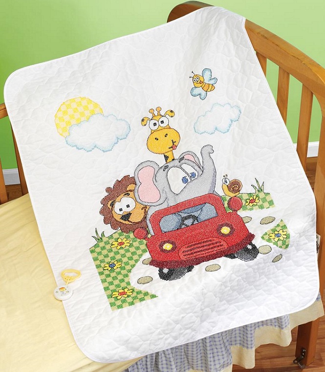 click here to view larger image of Animal Fun Ride Quilt/Crib Cover (stamped crib cover)