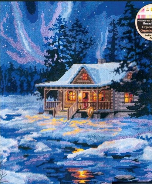 click here to view larger image of Winter Sky Cabin (needlepoint)