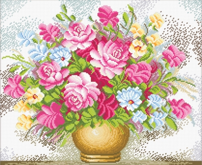 click here to view larger image of Vase of Flowers - No Count Cross Stitch (stamped cross stitch kit)