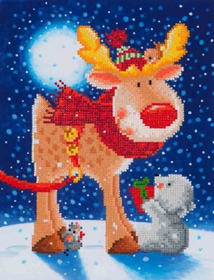 click here to view larger image of Reindeer Gift (Diamond Embroidery)